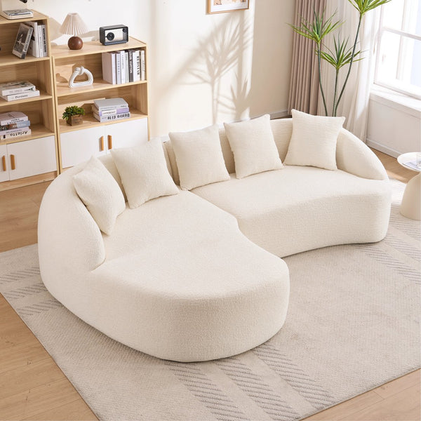 English Elm New Chenille L-shaped Sectional Curved Chaise Modular Sofa for Modern Living Spaces W2231S00053