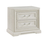 Transitional 2-Drawer Nightstand White Cream Finish Wooden Bedroom Furniture