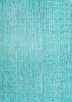 Unique Loom Braided Jute Dhaka Hand Braided Solid Rug Turquoise,  6' 1" x 9' 0"