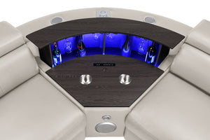English Elm Nova Power Reclining Sectional with Bluetooth Audio Led Bar and Lift Top Wine Storage Gray B009S02166