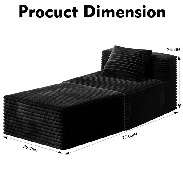 English Elm Cloud Corduroy Couch Modular Floor Sofa L‑Shaped Boneless Memory Foam Plush Cushions, No Assembly Needed W3434S00017