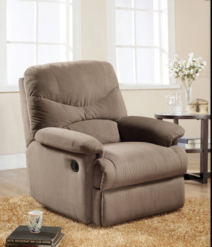 English Elm Arcadia Plush Microfiber Motion Recliner with Pillow-Top Arms, Smooth Latch Mechanism for Relaxation Light Brown 32 L x 31 W x 27 H B2726P256679
