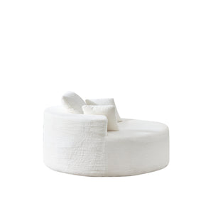 English Elm 55"l Teddy Fleece Round Chaise Chair Plush Foam Seating for Modern Living Rooms Beige W1669P368367