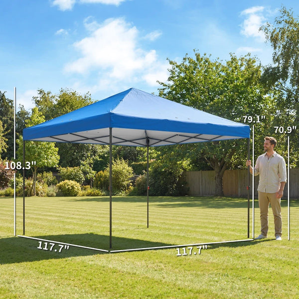 English Elm Pop up Canopy Tent with Steel Frame Upf30 Oxford Roof for Outdoor Events and Tailgates Dark Blue T3971P466947