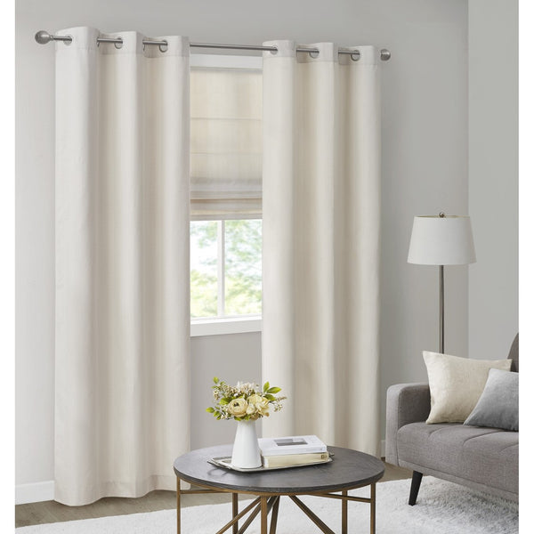 English Elm Basketweave Room Darkening Cordless Roman Shade with Thermal Foam Backing for Energy Efficient Privacy Ivory 11.42 L x 6.23 W x 7.48 H B035129712