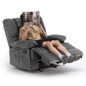 English Elm Oversized Rocking Rocker Recliner Chair with Ergonomic Support, Quick Tool-Free Assembly, Plush Comfort Stone Gray T3623P379945