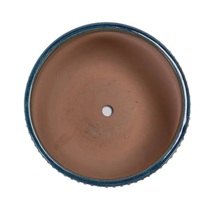 English Elm 3 Pieces Ceramic Flowerpot Set - Handcrafted Antique Navy Blue Planters For Garden, Patio & Home W3273P322001