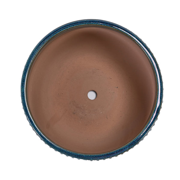 English Elm 3 Pieces Ceramic Flowerpot Set - Handcrafted Antique Navy Blue Planters For Garden, Patio & Home W3273P322001