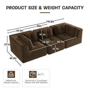 English Elm Modern Corduroy Sectional Sofa Tufted Modular Deep Seat Living Room Couch Brown W714S01807