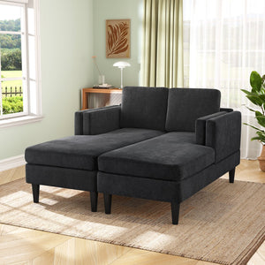 English Elm Swivel Barrel Accent Chair Chenille Tufted Round Club Seat for Living Room Lounge Black N719S002310B