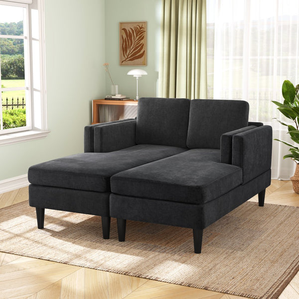 English Elm Swivel Barrel Accent Chair Chenille Tufted Round Club Seat for Living Room Lounge Black N719S002310B