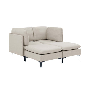 English Elm Linen Modular Sectional Sofa with Black Metal Legs Mid-century Living Room Seating B2748S00094