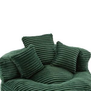 English Elm Bean Bag Sofa Oversized Corduroy Floor Lounge Chair with Armrests Pillows Foam Fill Emerald W395P426813