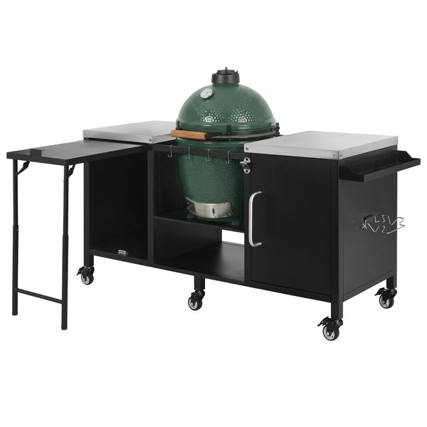 English Elm K&k Stainless Steel Outdoor Kitchen Island with Fold Out Prep Surface for Kamado Grills N707S000023B