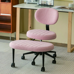 English Elm Ergonomic Cross Legged Office Chair with Lumbar Support Swivel Base and Rolling Casters Pink W3394P419036