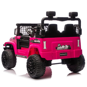 English Elm 24v Dual Motor Two Seat Kids Electric Ride on Car with Remote Control and Bluetooth Audio Pink W1578P305898