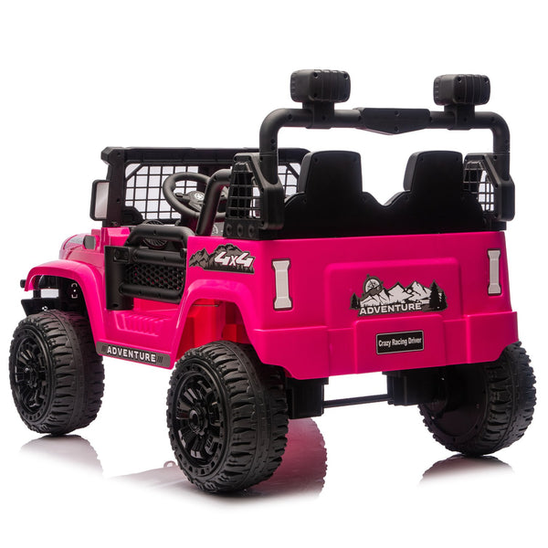 English Elm 24v Dual Motor Two Seat Kids Electric Ride on Car with Remote Control and Bluetooth Audio Pink W1578P305898