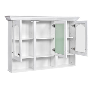English Elm 47" Wall Mounted Bathroom Cabinet with Mirror — Space-Saving 3 Adjustable Shelves, Pine Accents, Water-Resistant Finish N710P264268K