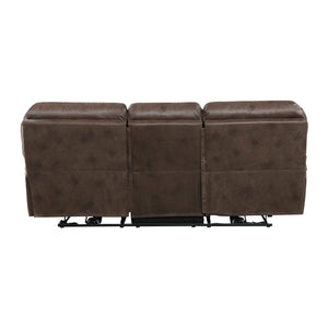 English Elm Plush Power Reclining Sofa Set Microfiber Upholstered Loveseat with Usb Charging Console Brown B011S01279