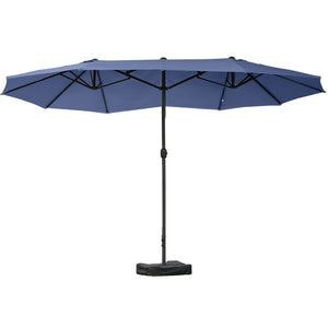 English Elm Outsunny 15' Double Sided Market Umbrella - Durable Steel, Uv Protection & Easy Crank For Patio Fun W2225P174183-GIGA