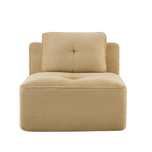 English Elm Armless Modular Sofa Seat Corduroy Upholstered Deep Cushion Living Room Lounge Chair Camel W714P364683