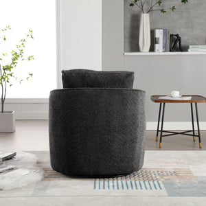 English Elm 30.3"w Boucle Barrel Swivel Chair 360 Rotation Lounge Seating for Living Room Charcoal W3188P400932