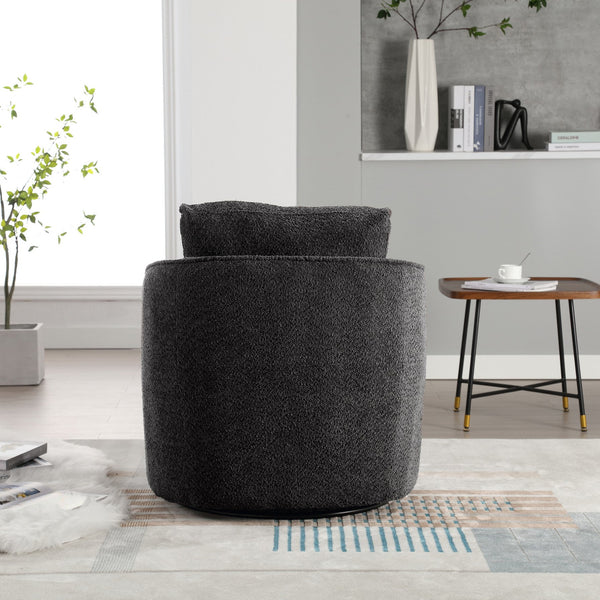 English Elm 30.3"w Boucle Barrel Swivel Chair 360 Rotation Lounge Seating for Living Room Charcoal W3188P400932