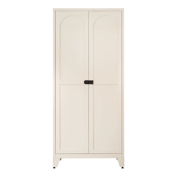 English Elm 71'' Steel 2-Door Locking Cabinet with Adjustable Shelves, Secure Metal Storage for Home Office Beige W3387P306326