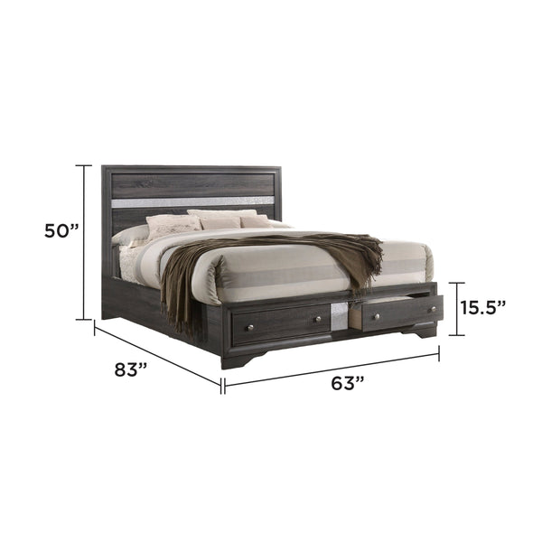 English Elm Traditional Queen 5 PC Storage Bedroom Set Gray – Engineered Wood Bed, 7-Drawer Dresser, Mirror, Chest 808857661555