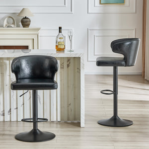 English Elm Modern Oil-wax Upholstered Swivel Barstools with Ergonomic High Back for Kitchen Islands W2920P419849