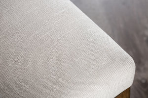 English Elm Modern Rustic Upholstered Bench 59.5" with Brown Cushion on White Trestle Base — Farmhouse Comfort B2741P366713