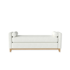 English Elm 66.34 Inch Sherpa Fleece Bench with Fluted Wood Legs Bolster Pillows Mid-century Lounge Beige+Natural W1658P445918