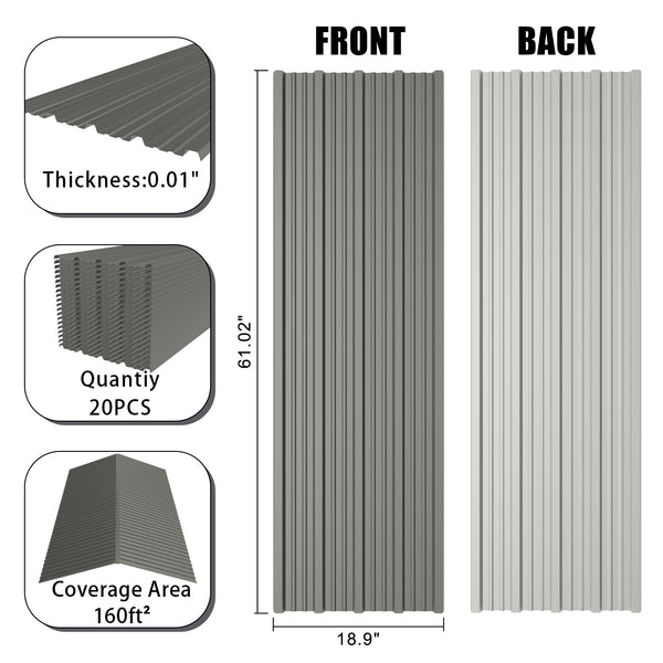 English Elm 10 Galvanized Steel Corrugated Roof Panels Weatherproof Pergola Shed Patio Cover W3213P431207