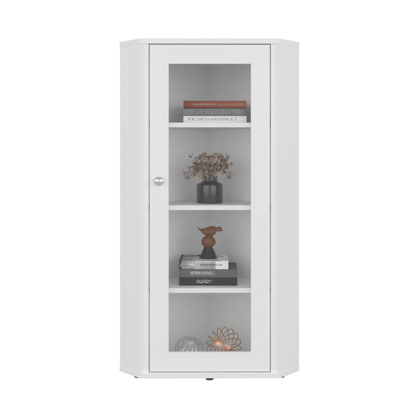 English Elm Genova Glass Door Display Cabinet Slim Modern Showcase for Collectibles and Decor B200P484463