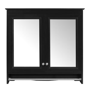 English Elm 3-in-1 Wall Mounted Medicine Cabinet with Soft Close Door Adjustable Shelves and Towel Bar Black N710P405415B
