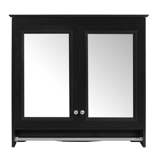 English Elm 3-in-1 Wall Mounted Medicine Cabinet with Soft Close Door Adjustable Shelves and Towel Bar Black N710P405415B