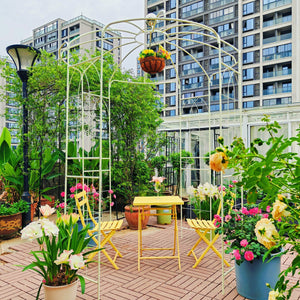 English Elm Metal Birdcage Pavilion Arch Powder Coated Steel Garden Gazebo for Outdoor Ceremonies W1586104488