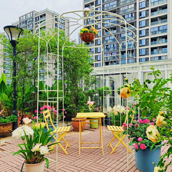 English Elm Metal Birdcage Pavilion Arch Powder Coated Steel Garden Gazebo for Outdoor Ceremonies W1586104488