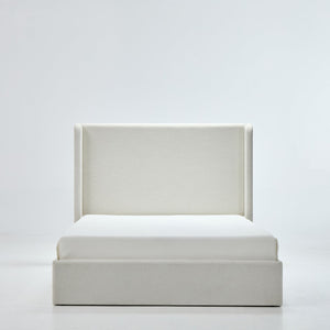 English Elm Caron Upholstered Wingback Bed - 52.3" Headboard, Minimalist Design, Textured Ivory Chenille, Easy Assembly B083P340881