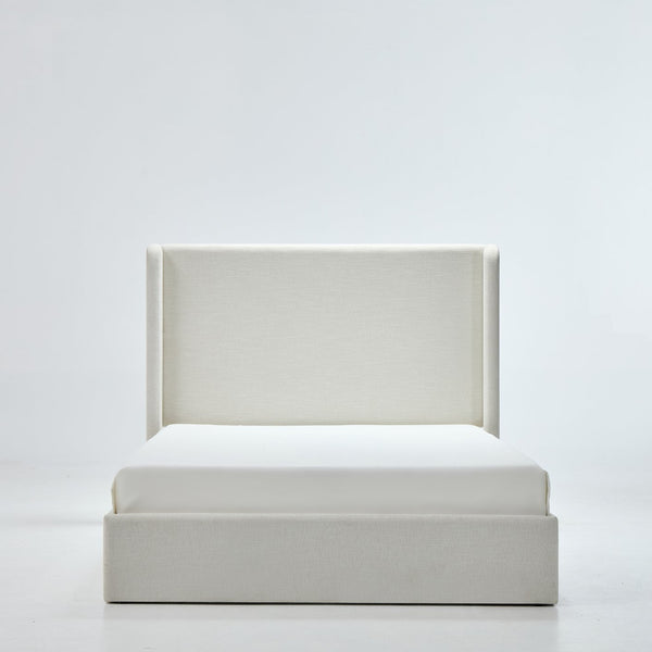 English Elm Caron Upholstered Wingback Bed - 52.3" Headboard, Minimalist Design, Textured Ivory Chenille, Easy Assembly B083P340881