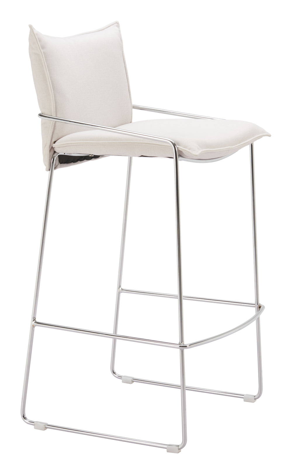 Zuo Modern Pola Barstool - Chic Faux Leather Seating With Plywood And Chrome Steel For Modern Hospitality Spaces White 100% Polyester,Plywood,Steel 110875-zuo-modern