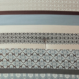 English Elm 7 Piece Comforter Set - Elegant Geometric Design In Soft Blue & Ivory For Queen Beds, Easy Care & Stylish B03597161