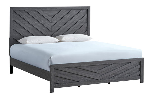English Elm Rustica Queen Panel Bed Gray Finish Architectural Trim Overlay Modern Bedroom Frame B078S00656