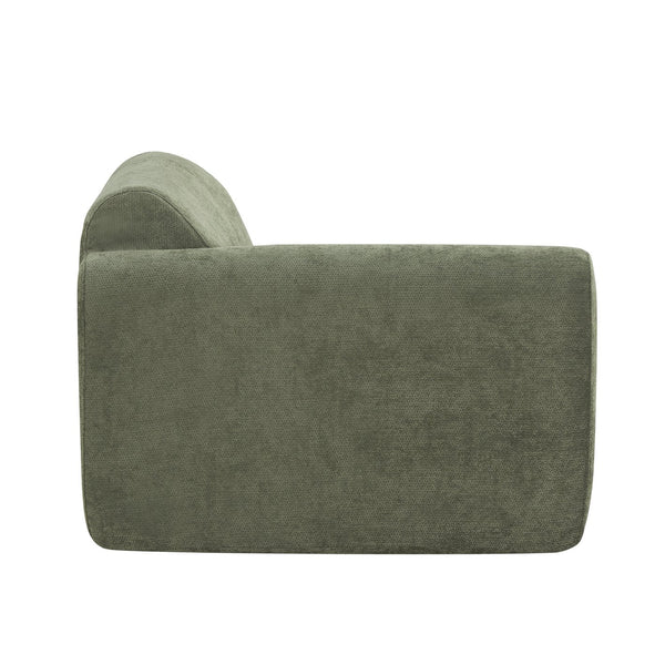 English Elm 111" Curved Sectional Sofa Set Plush Lamb Wool Upholstery Deep Seat Ottoman Lounge Green N767P371305G