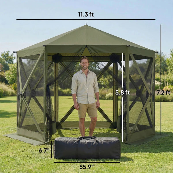 English Elm Outdoor Pop up Screen Canopy Tent with Mesh Walls Upf30 Roof for Camping Gatherings Black,Dark Green T3971P466899