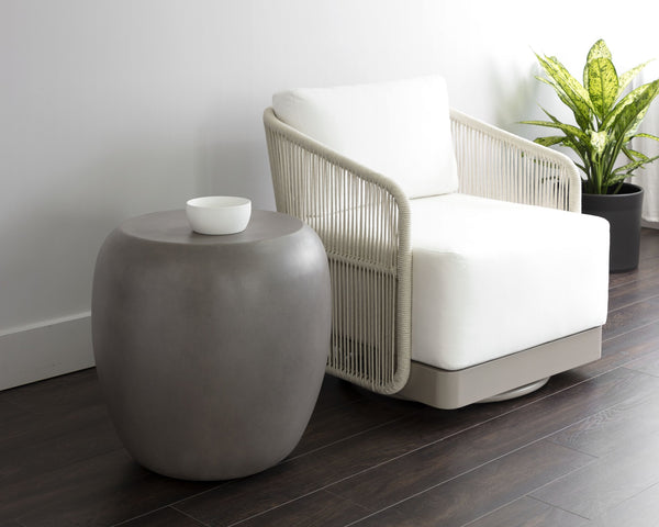 Sunpan Iolite Contemporary Round End Table - Unique Natural Concrete Design for Indoor and Outdoor Spaces Grey