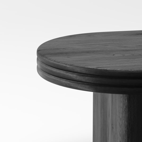 English Elm Mid Century Modern Oval Fluted Coffee Table with Wood Veneer for Living Room Black W757P370255