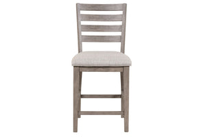 English Elm Counter Ladderback Counter Stool Set of 2 – Rustic Gray Upholstered Seats, Solid Wood Frame, Durable Polyester Finish B2699P208968