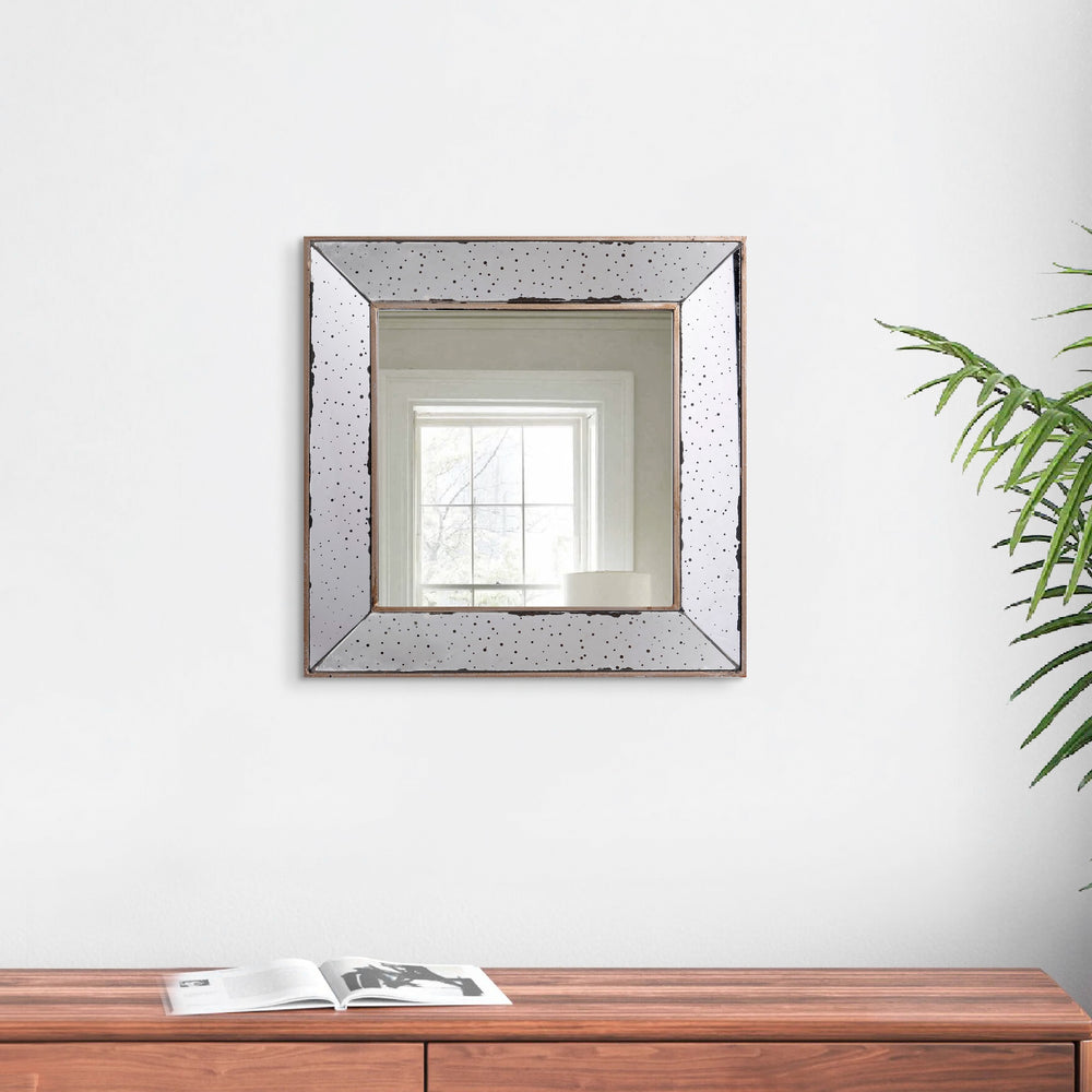 English Elm Filo Square Mirrored Wall Accent with Raised Tray Frame and Speckled Artisan Finish B056P416821