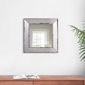 English Elm Filo Square Mirrored Wall Accent with Raised Tray Frame and Speckled Artisan Finish B056P416821